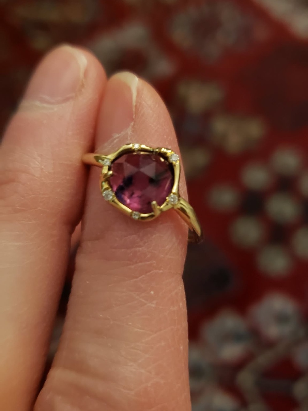 Sirciam 14 K Gold Pink Sapphire Ring Size 6